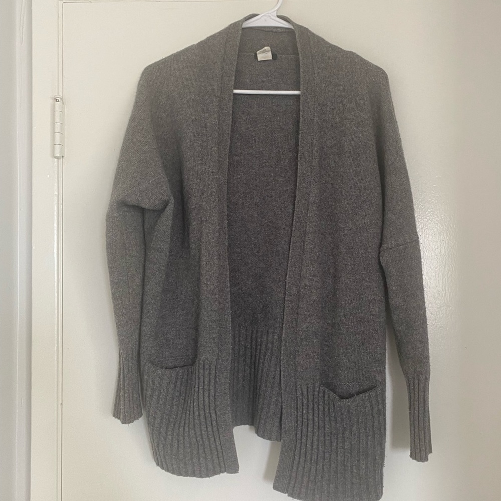 J. Crew cardigan sweater. Very soft, gray blend with cashmere.